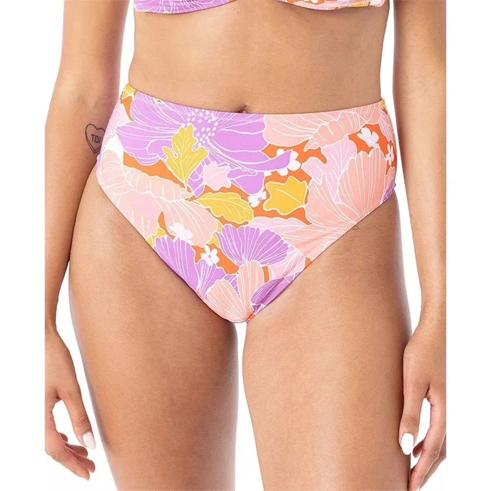 Roxy Juniors Size XL Bell Bottom Blooms High Waist Bikini Swim Bottoms‎ $44 419